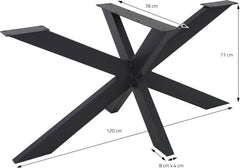 ML-Design Spider Tafelframe, 78 x 71 x 120 cm, zwart, kruisframe, X-Design tafelpoten, meubelpoten, zware stalen tafelpoten, doe-het-zelf eettafel, industrieel design, eenvoudige montage •