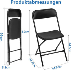 Klapstoelen - Vouwstoelen - Set van 6 - Eettafelstoelen - Zwart