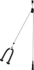 GORILLA SPORTS® Kabelkabel, fitnesssysteem, 2 m stalen kabel, katrol, triceps-touw, Olympische laadstift, halterschijfhouder, tot 150 kg, zwart - kabelaccessoires, home gym apparatuur