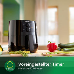 Philips Essential Airfryer heteluchtfriteuse, zwart, 4,1L, Frituren zonder olie, Rapid Air-technologie, HomeID-app, tijd- en temperatuurregeling (HD9200/90)