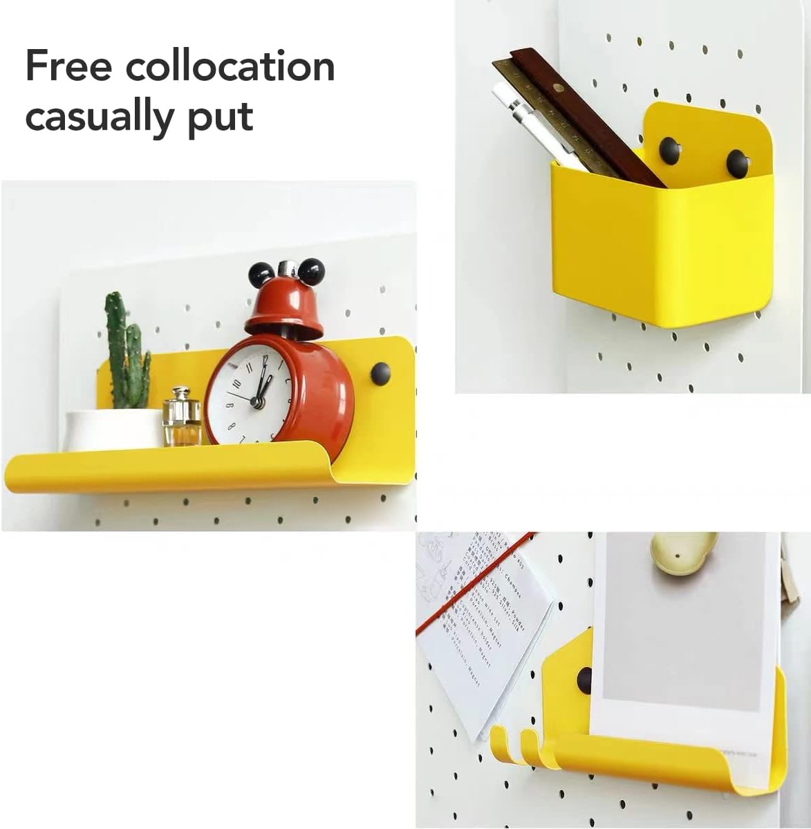 Flexispot Gereedschapswand metalen gatenwand, gatenplaat metaal, met dikte ca. 1,2 mm, gatenwand voor werkplaatsen en werkbanken, desktopgeheugen, knutsel- en decoratieve artikelen (klein: 37x37cm wit)