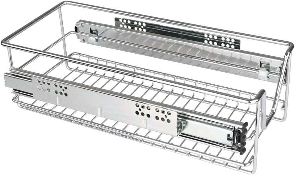 Telescopische keukenlade – 1 stuk, voor 30 cm kast, max. 20 kg, inclusief rails – uittrekbare opbergmand