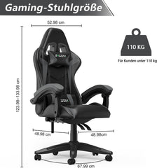 Ergonomische Bureaustoel -  Office Chair - Gamestoel - Volwassenen - Grijs/Zwart