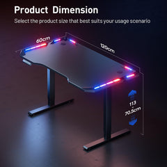 Gaming bureau - Gaming desk - Gaming tafel - 120x60 cm - Zwart - HLFURNIEU