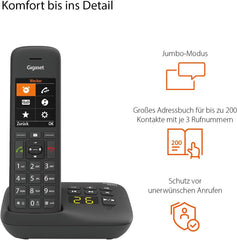 Gigaset C575A Duo - 2 draadloze DECT-telefoons met antwoordapparaat - groot kleurendisplay met actuele gebruikersinterface - adresboek - jumbo-modus en oproepbeveiliging, zwart [Duitse versie]