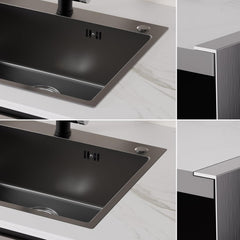 Spoelbak - Wasbak - Keuken - Graniet - 60x49 cm - Zwart - Auralum