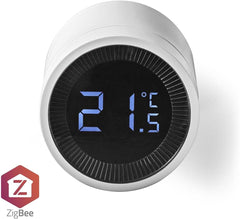 NEDIS SmartLife Zigbee radiatorbesturing, werkt op batterijen, tijdschema en afstandsbediening, geïntegreerde SmartLife-app, compatibel met Amazon Alexa & Google Home, ZBHTR10WT, wit •