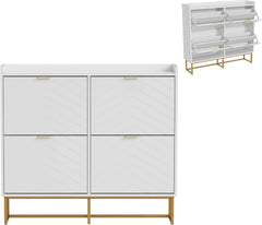 UEV Schoenenkast met 4 kleppen, 100 x 24,2 x 91 cm, smalle schoenenkast, hal, woonkamer, entree, schoenenopslag met kantelbeveiliging, verstelbare scheidingswanden, voor verschillende soorten •