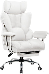 GTPLAYER Gamingstoel, gamerstoel, ergonomische bureaustoel met voetensteun, kunstleer, veerzitkussen, gamingstoel, gevoerd, 180 kg belastbaarheid, wit - GT200