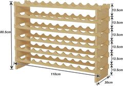 sogesfurniture Wijnrek flessenrek met 6 niveaus voor 60 flessen wijn houten rek wijnhouder wijnstandaard flessenstandaard voor keuken, eetkamer, bar, 110x30x80,5 cm, BHEU-BY-WS002