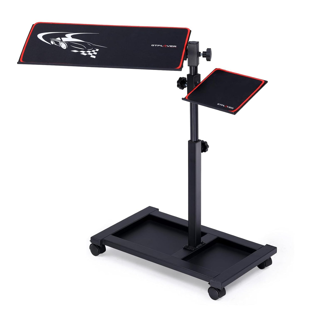 GTPLAYER toetsenbord- en muisstandaard, in hoogte verstelbaar 58-83 cm, ergonomisch, verstelbare kantelhoek voor toetsenbord en muis, met wielen, inclusief toetsenbordmat en muismat – voor thuiswerkplek en gaming
