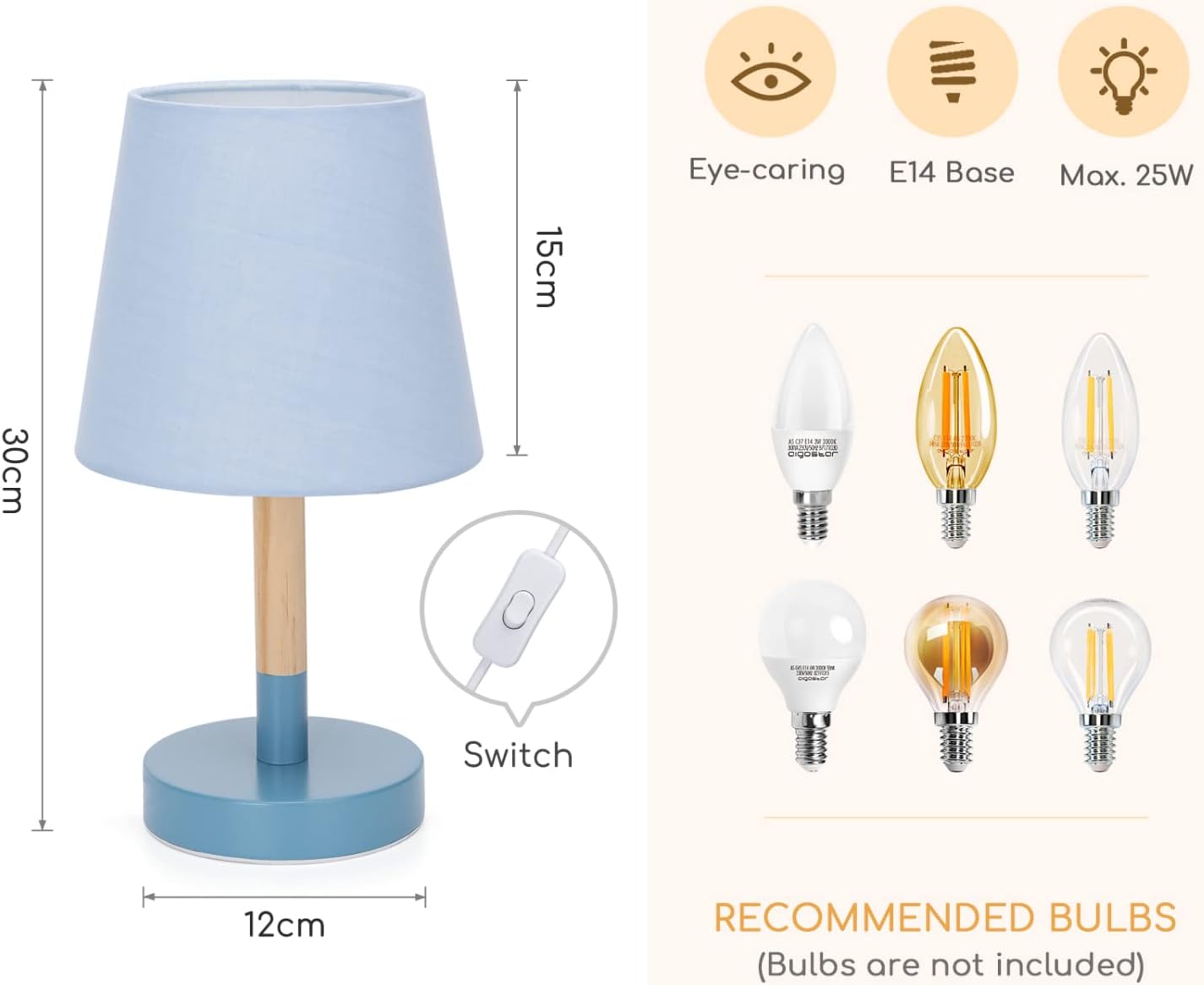 Aigostar Nachtlampje - Bedlamp - Tafellamp - E14 - 2 stuks