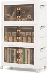 Opbergbox met deksel - Opbergdoos - 3x25L - Wit - COSTWAY