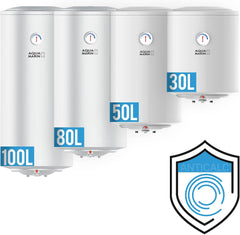 Aquamarin® Elektrische antikalk warmwaterboiler, 30 l, 1,5 kW, hangend aan de muur, anticalc, EEK B/C, geëmailleerde binnencontainer, warmwaterboiler, elektrische boiler, verwarming, opslag