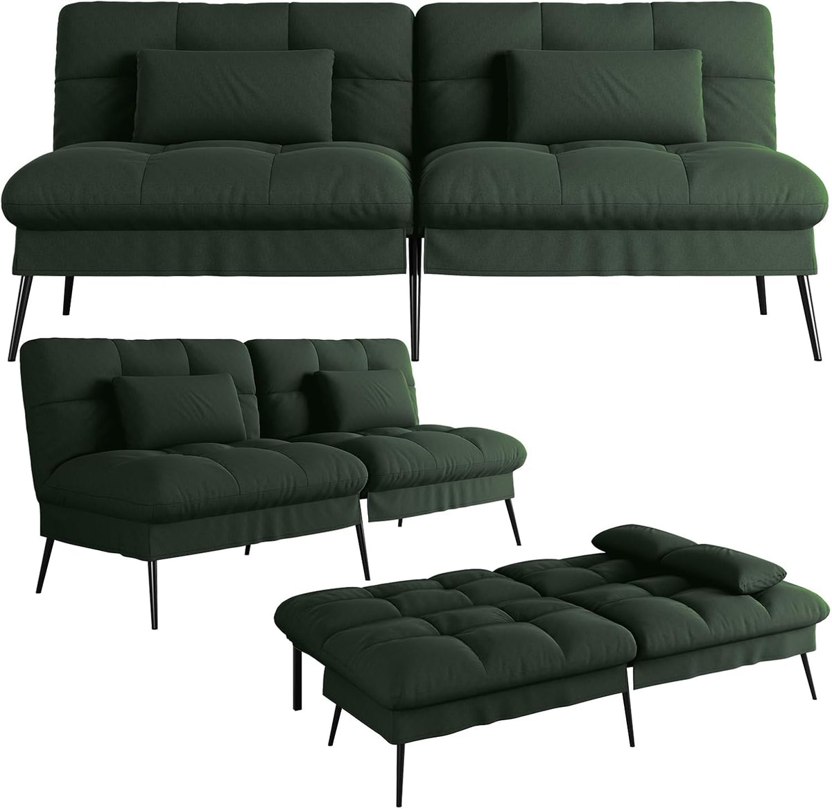 Slaapbank 2 persoons - Logeerbed - Bedbank - 174x51x72 cm - Groen - COMHOMA