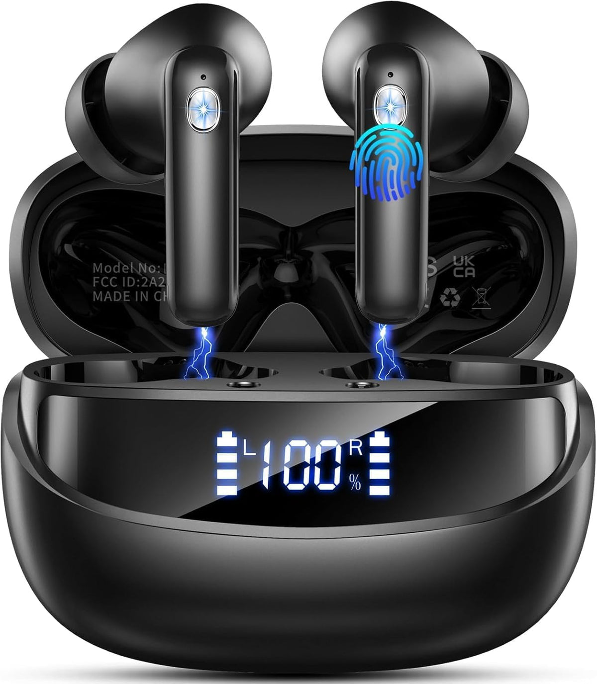 Oortjes draadloos - Met bluetooth - USB C - IP7 - Zwart