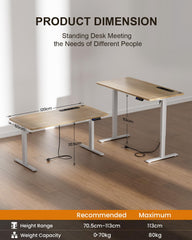 Zit sta bureau - Elektrisch - Verstelbaar - 120x60 cm - Esdoorn - HLFURNIEU