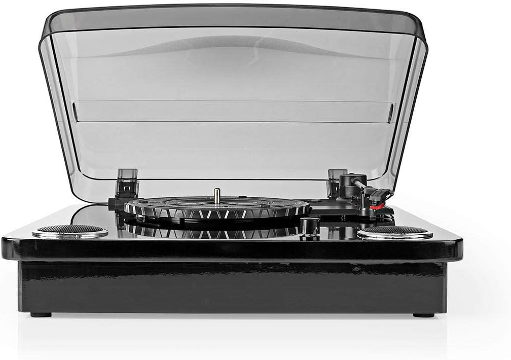 NEDIS - Draaitafel - 18 W - Bluetooth v4.2 - USB conversie - Stofkap - Zwart - ingebouwde luidsprekers - Materiaal: Hout/kunststof