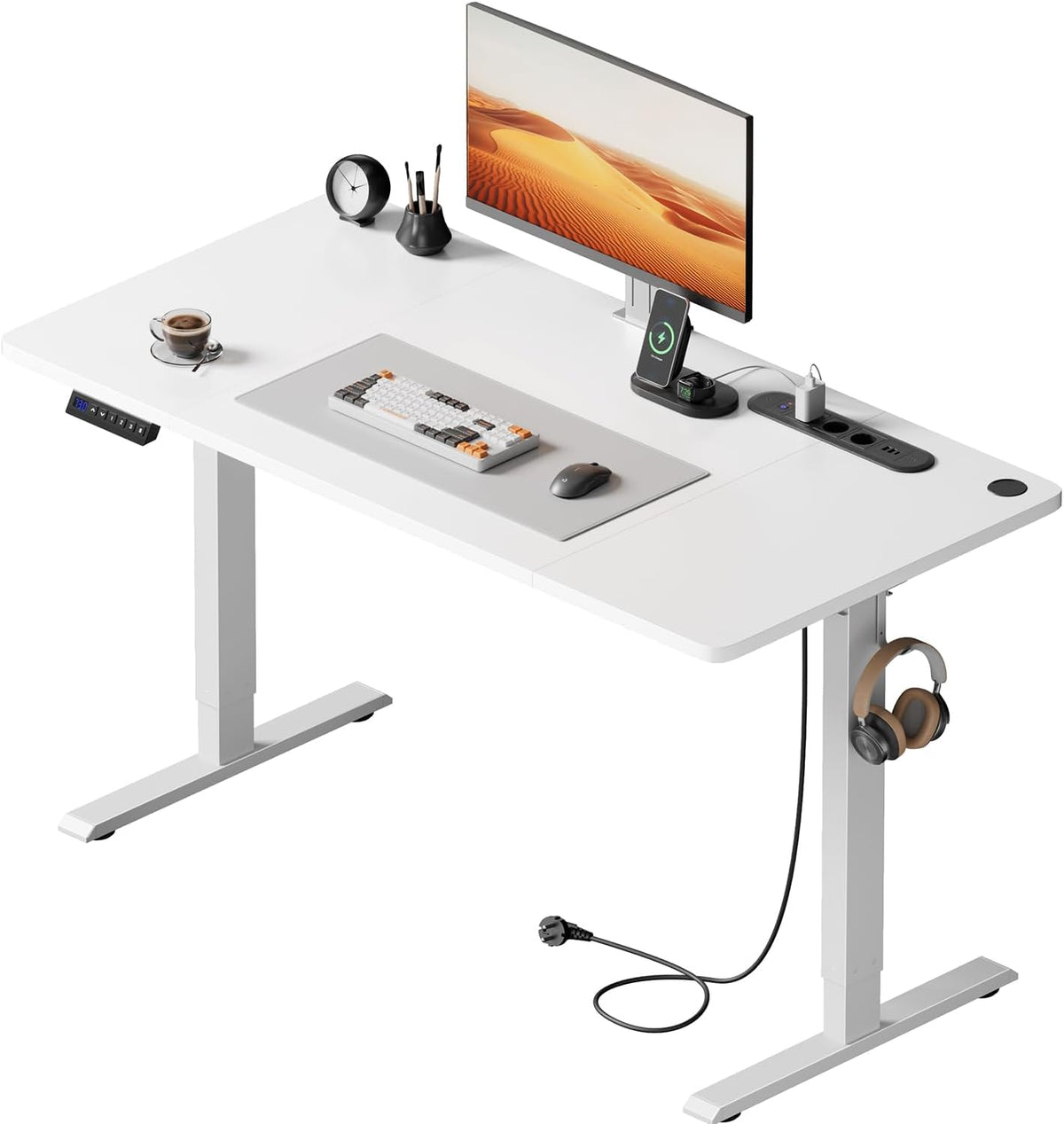 Zit sta bureau - Elektrisch - Verstelbaar - 120x60 cm - Wit - HLFURNIEU