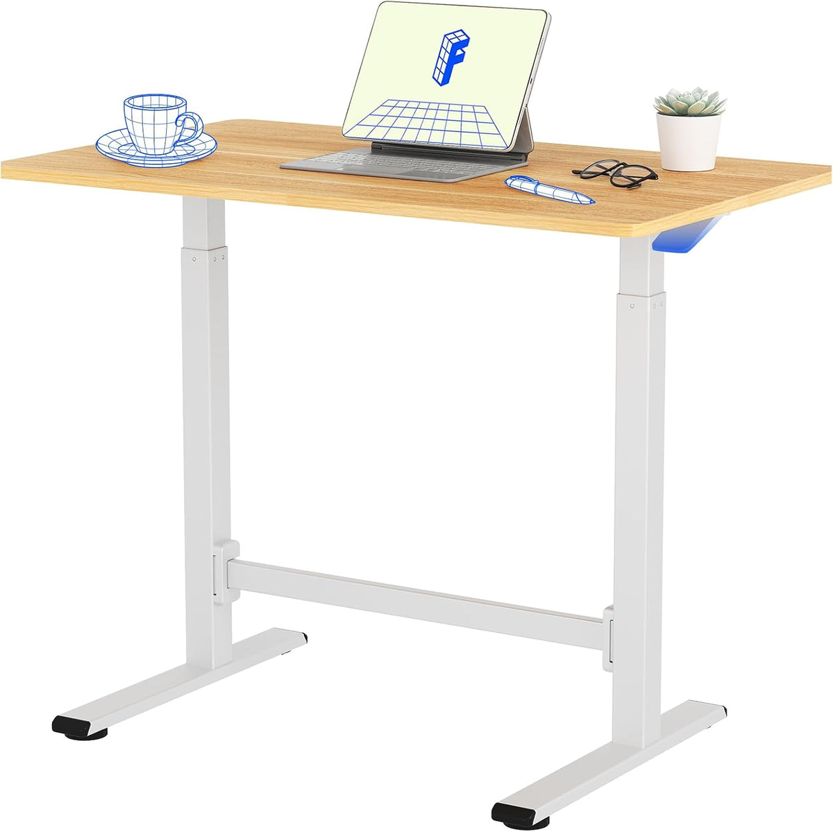 FlexiSpot H7 Plus Draagbare Computertafel 100 x 60 cm – In Hoogte Verstelbaar Bureau met Kantelbaar Plateau, Mobiele Bedtafel voor Bank, Lezen of Werken (Esdoorn)