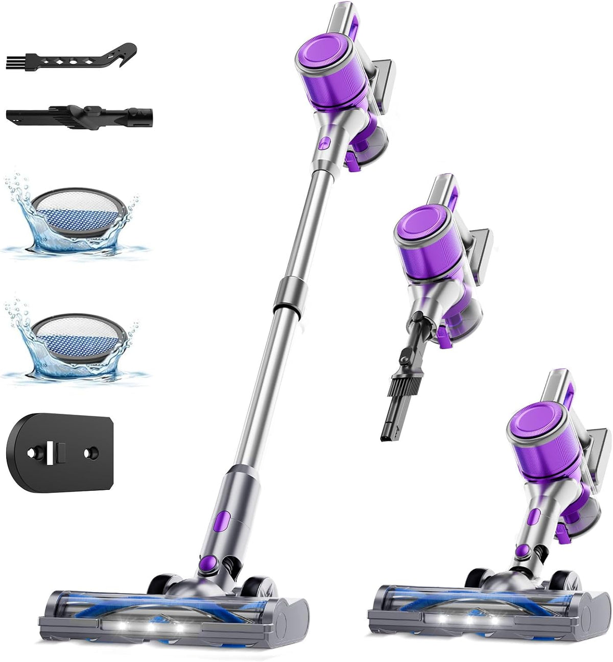 Steelstofzuiger - Draadloos - Stofzuiger Zonder zak - 35KPa - Paars - NANANI