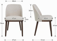 Ya-Home Set van 4 eetkamerstoelen van hout, keukenstoel van linnen, beige
