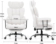 GTPLAYER Gamingstoel, gamerstoel, ergonomische bureaustoel met voetensteun, kunstleer, veerzitkussen, gamingstoel, gevoerd, 180 kg belastbaarheid, wit - GT200