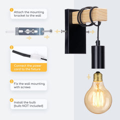 Wandlamp - E27 fitting - Hanglamp - voor binnen - Bedlamp - Slaapkamer - Aigostar