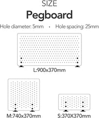 Flexispot Gereedschapswand metalen gatenwand, gatenplaat metaal, met dikte ca. 1,2 mm, gatenwand voor werkplaatsen en werkbanken, desktopgeheugen, knutsel- en decoratieve artikelen (klein: 37x37cm wit)