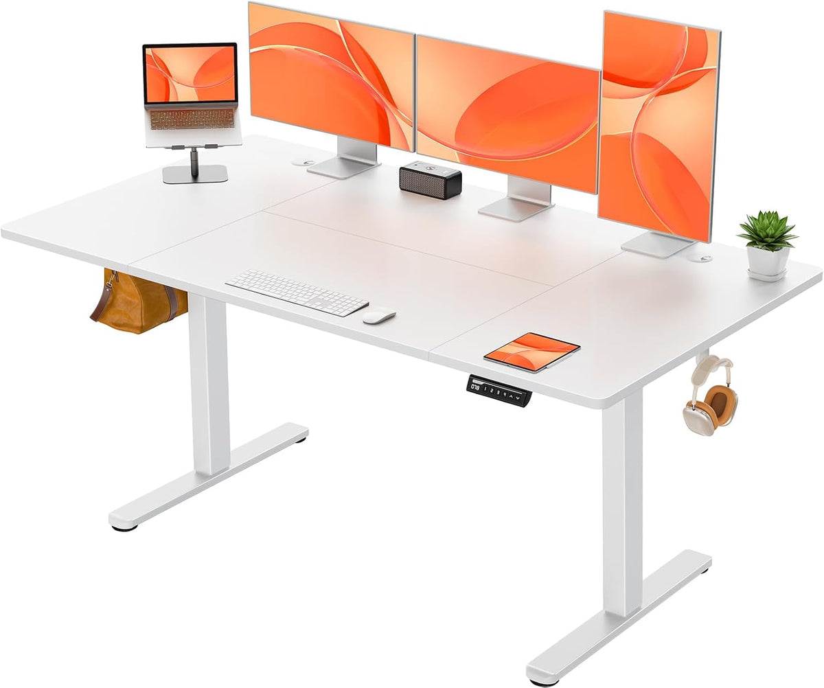 ErGear Elektrisch in hoogte verstelbaar bureau, 160 x 80 cm, in hoogte verstelbaar met 4 geheugenfuncties, gamingtafel met vierdelig tafelblad