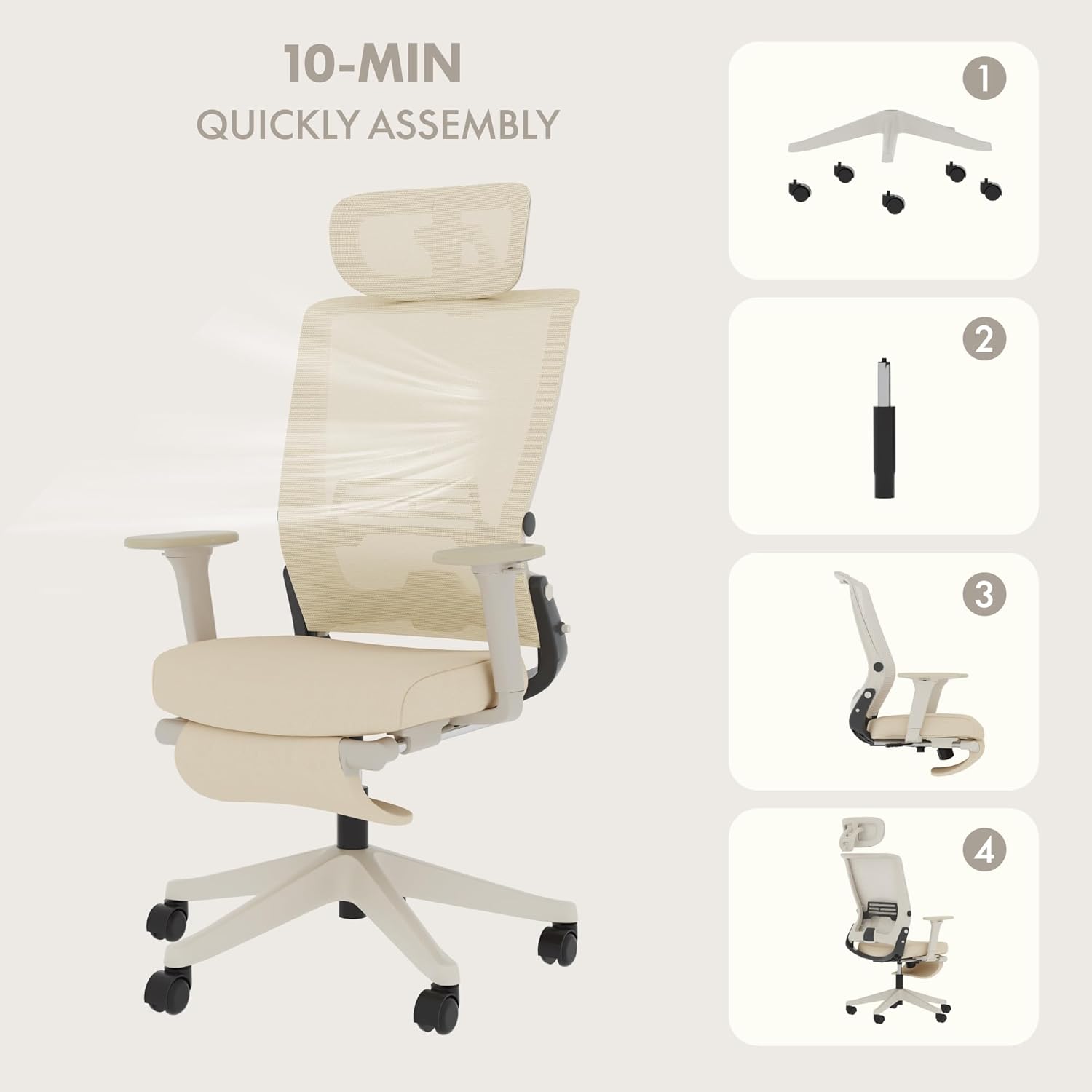 Ergonomische Bureaustoel -  Office Chair - Gamestoel - Volwassenen - Wit - FLEXISPOT