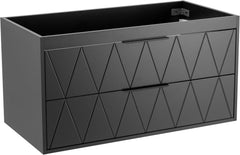 UEV Wastafelonderkast hangend 90cm breed, onderkast, zwart, badkamerkast met 2 laden, badkamermeubel voor gasten, toilet, badmeubelset voor badkamer, zonder wastafel