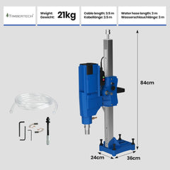 TIMBERTECH® Kernboormachine - met standaard, Ø boring: ca. 15-205 mm, 3900 W, 580 omw/min geschikt voor diamantboorkronen - kernboor, kernboormachine, boormachine voor nat en droog