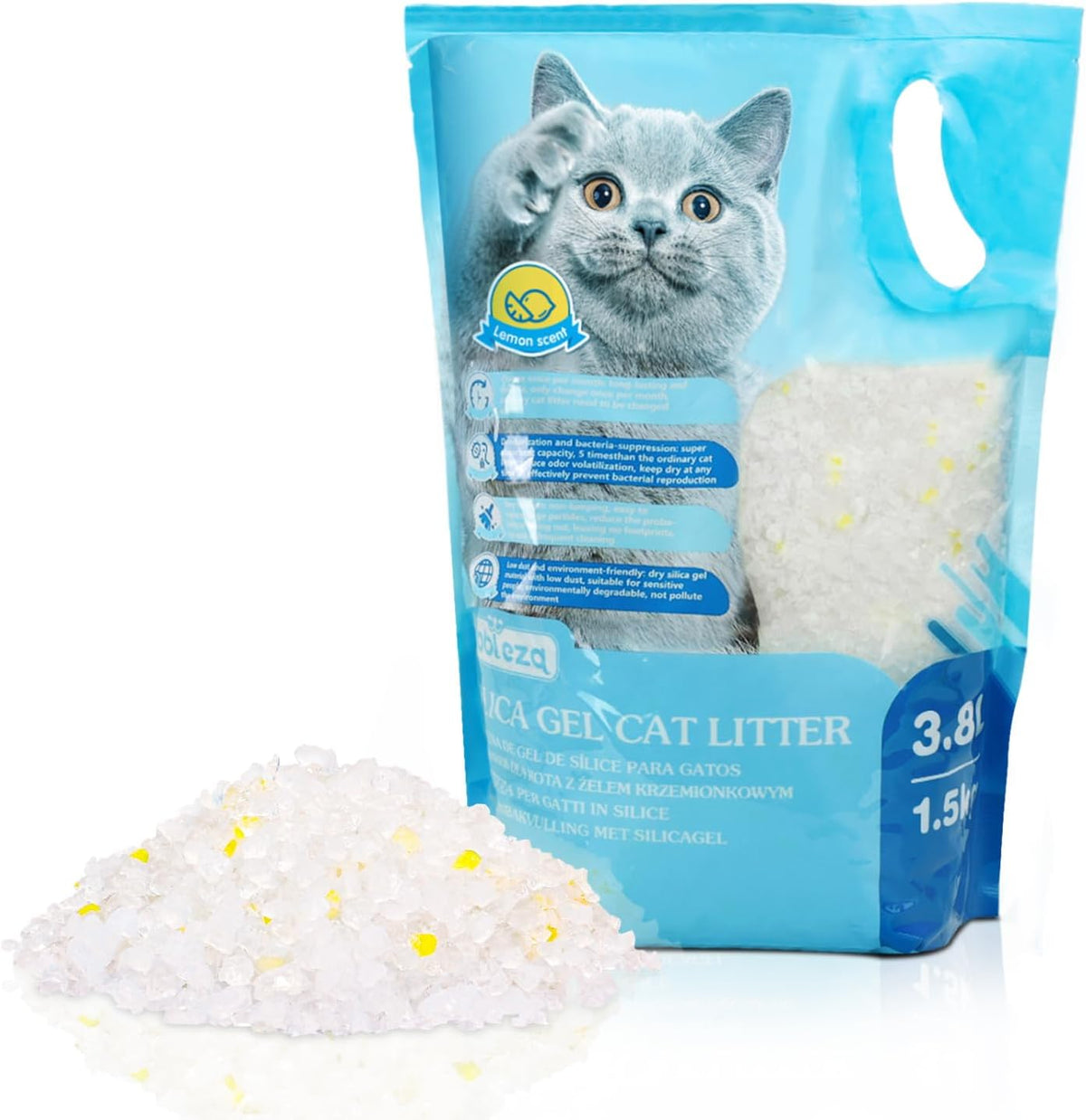 Kattenbakvulling 3,8 l - hoogwaardig, stof, citroensmaak- en klontervrij - Nobleza
