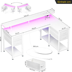 Bureau - Computertafel - Hoekbureau - 140x79 cm - Bruin - Seventable