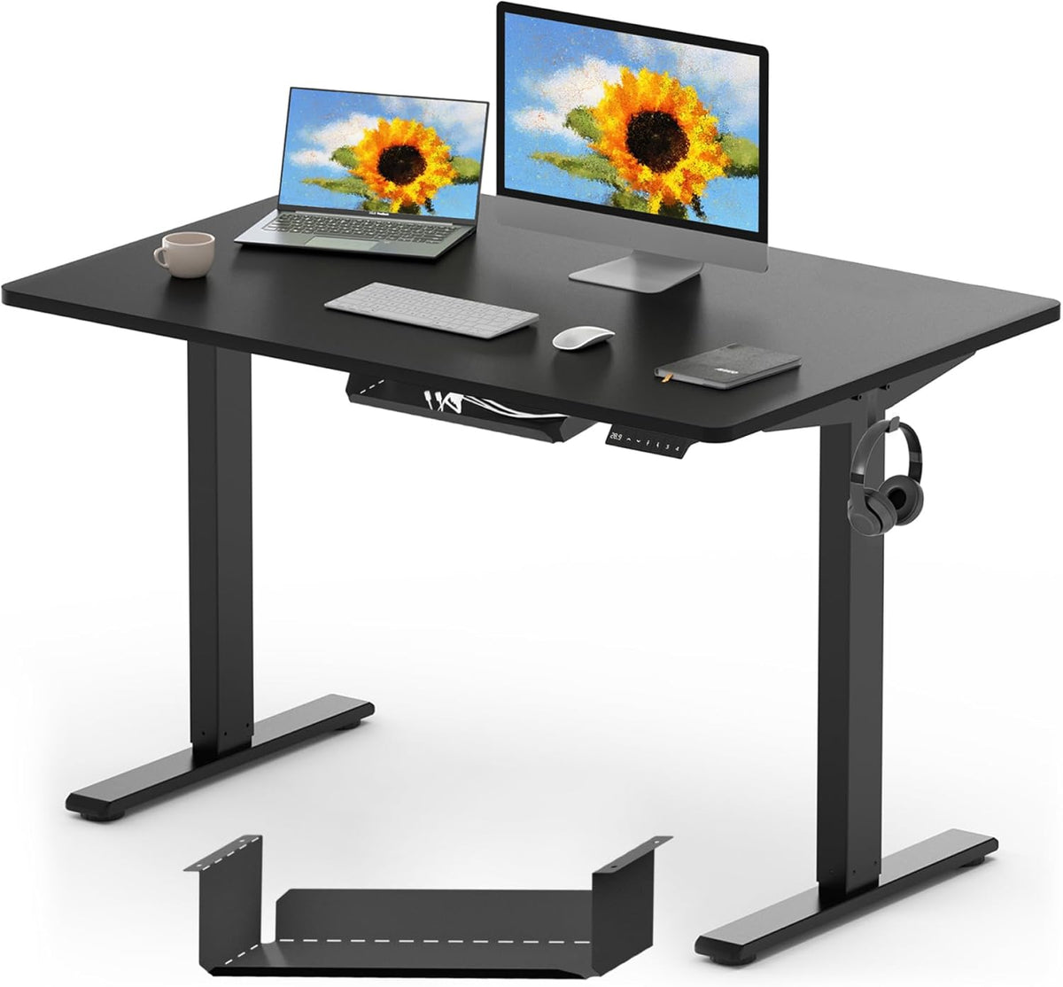 Zit sta bureau - Elektrisch - Verstelbaar - 120x60 cm - Zwart - QE1B - FLEXISPOT