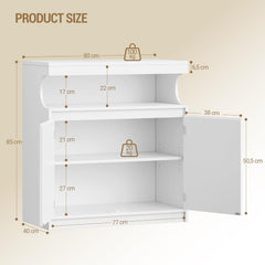 Hzuaneri SC80003X Sideboard, keukenkast met 2 deuren, buffetkast met open ruimte, opbergmeubel, verstelbare planken, keuken, woonkamer, 40 x 80 x 85 cm, wit
