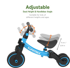 Besrey Loopfiets voor kinderen, 5-in-1, vanaf 1 jaar tot 5 jaar, F | Loopfiets, verjaardagscadeau en speelgoed voor jongens en meisjes, kinderdriewiel, verstelbare zithoogte en stuur