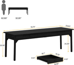 Tribesigns Bureau, computertafel, 200 x 60 x 82 cm, dubbel lang bureau met 2 laden, pc-tafel, werktafel, eettafel, kantoormeubels, computertafel voor thuiskantoor, zwart