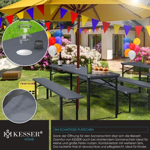 KESSER® Biertafel - Picknicktafel - Opvouwbaar - Antraciet •