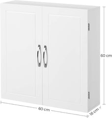 VASAGLE Hangkast, badkamerkast met 2 deuren, 60 x 18 x 60 cm
