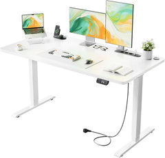 Zit sta bureau - Elektrisch - Verstelbaar - 100x60 cm - Wit - HLFURNIEU - SZ03