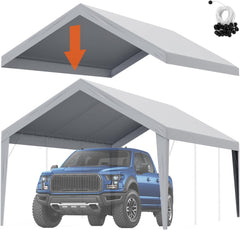 Carport - Overkapping auto - 3,7x6,1m - Grijs - VEVOR