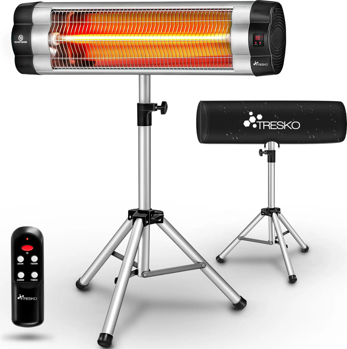 Terrasverwarmer - Infrarood Verwarming - Elektrisch - Heater - 2500W - Zilver - TRESKO® •