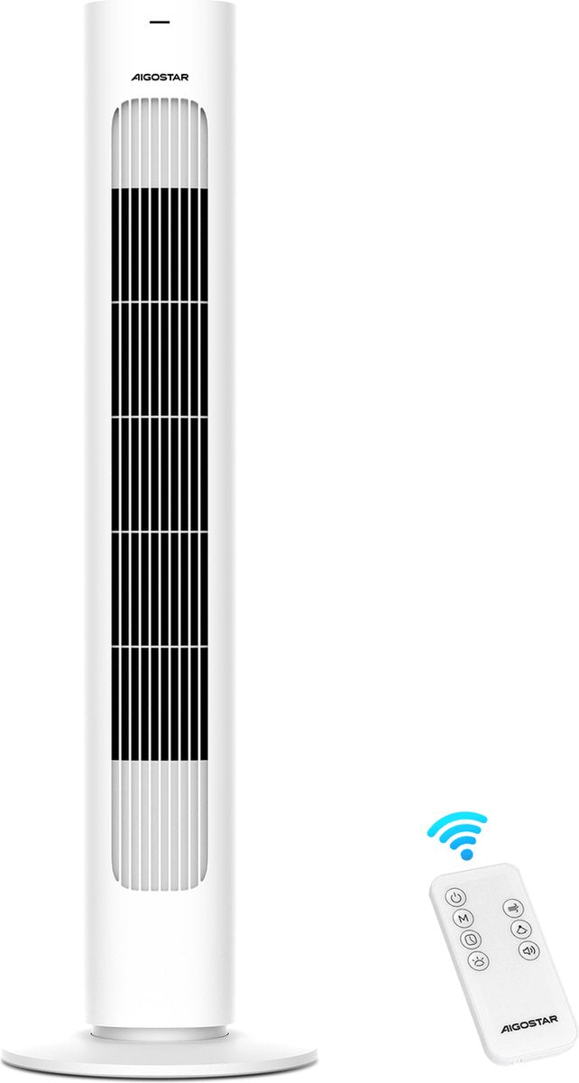 Aigostar Robert 30I3A - Torenventilator - Staande Ventilator met afstandsbediening - timer - 86cm - 50W - Wit