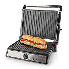 Nedis Contact Grill - 2000 W - 29 x 23 cm - Regelbare temperatuur - Kunststof / Roestvrij Staal