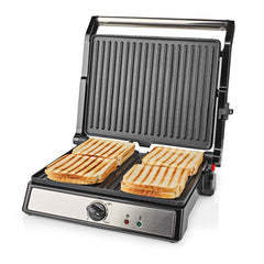 Nedis Contact Grill - 2000 W - 29 x 23 cm - Regelbare temperatuur - Kunststof / Roestvrij Staal