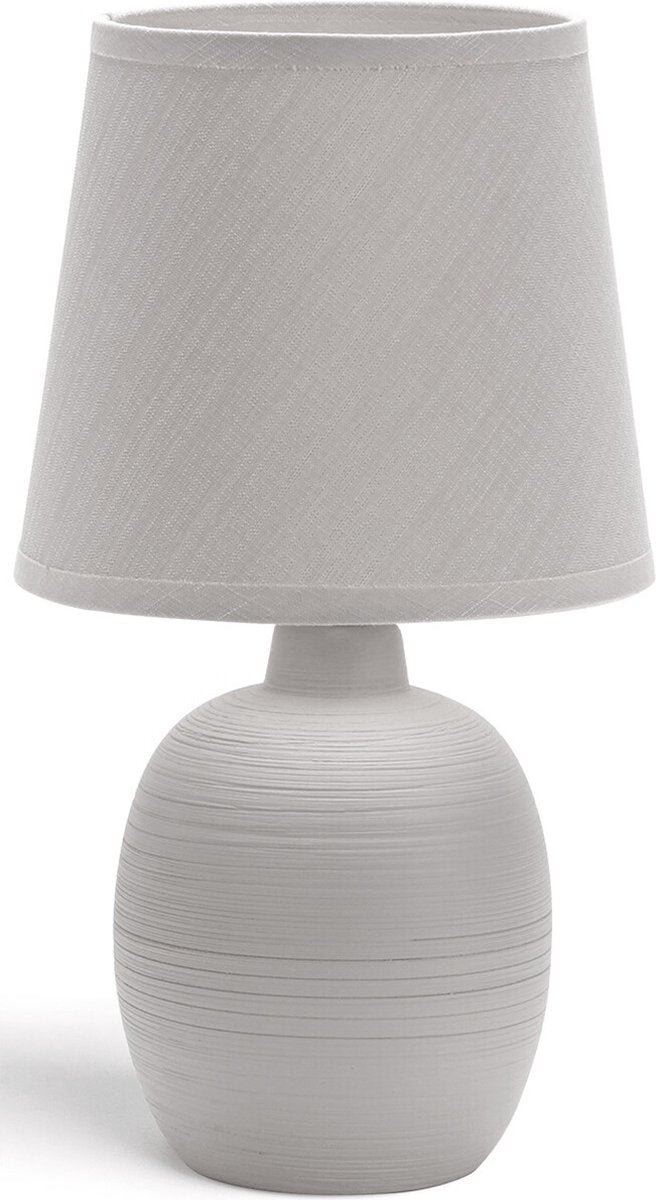 Aigostar Tafellamp 130200PTT - Keramiek - Lamp met witte kap - H31 cm
