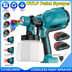 Verfspuit elektrisch - Verfspuitpistool - Verfspuitmachine - Met 2 accu's - Blauw - Psogpone