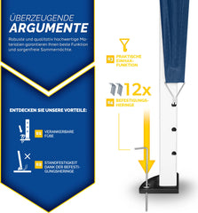 Tillvex® Partytent - 3x6m - Paviljoen - Easy Up - Blauw